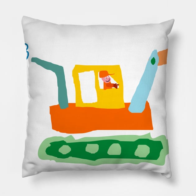 toddler draw excavator Pillow by osvaldoport76