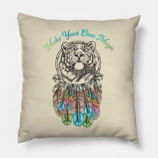 Make Your Own Magic, Rainbow Tiger Dream Catcher Pillow