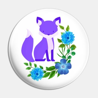 Purple fox with blue flowers Pin