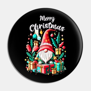 Merry Christmas Gnome Family Christmas Pin