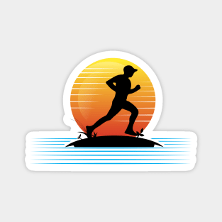 Sunset man running Magnet