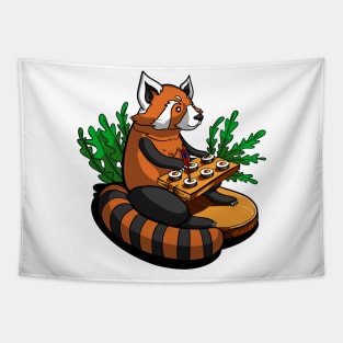 Red Panda Bear Eating Sushi Tapestry