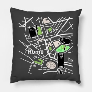 Map of Rome with Cats Pillow