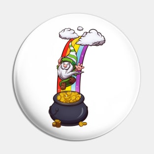 Leprechaun Gnome Falling In Gold Pot Pin