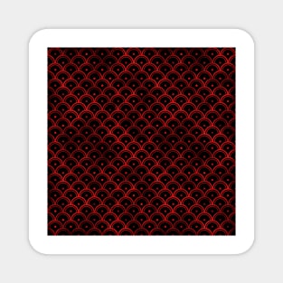 Dotted Scales in Black and Ruby Red Vintage Faux Foil Art Deco Vintage Foil Pattern Magnet