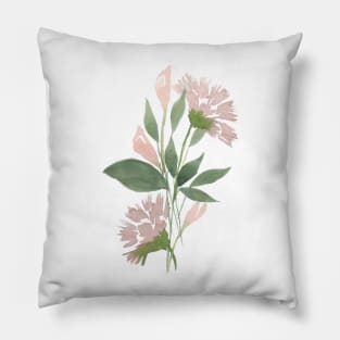 Lilies and Carnations, watercolor painting Pillow