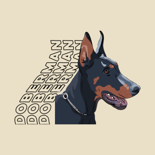 Black Natural Ear Cartoon Doberman T-Shirt