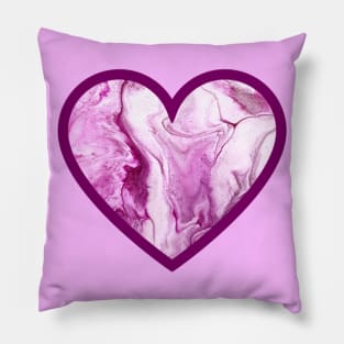 Baby Pink Paint Pour Heart Pillow