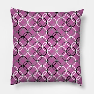 Black and White Circlets Magenta Pillow