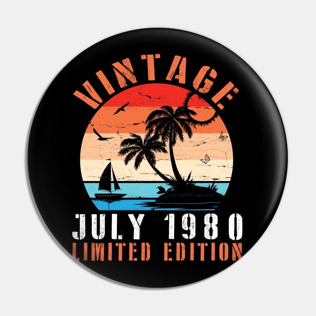 Vintage July 1980 Ltd Edition Happy Birthday Daddy Mom Uncle Brother Husband Cousin Son 40 Years Old Pin by DainaMotteut