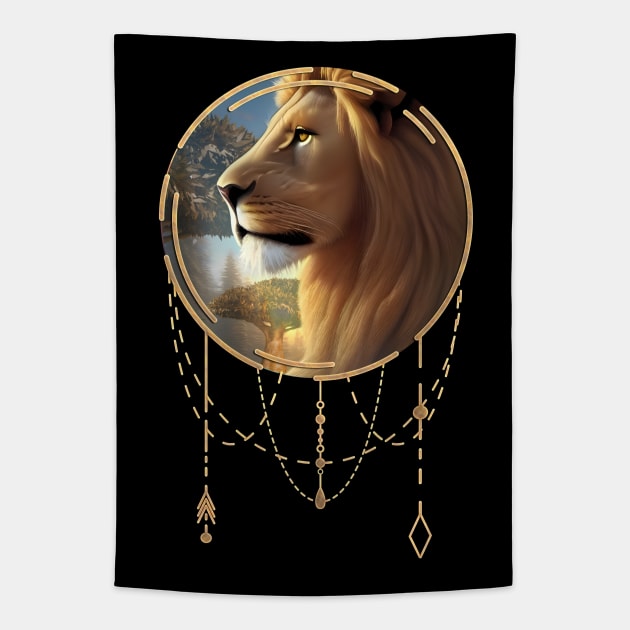 Awesome lion in the sunset Tapestry by Nicky2342