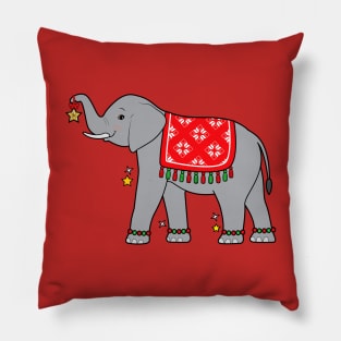 Elephant Dressed for the Holidays Pillow