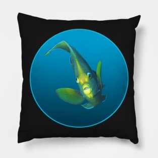 Angelfish | Posing against a blue gradient background | Pillow