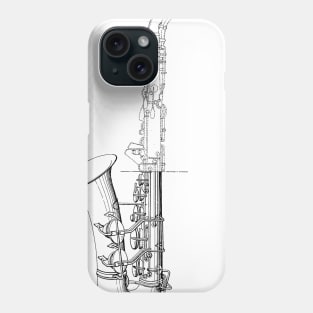 Saxophone Vintage Patent Hand Drawing Phone Case