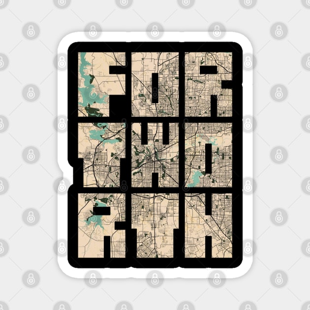 Fort Worth, USA City Map - Vintage Magnet by deMAP Studio