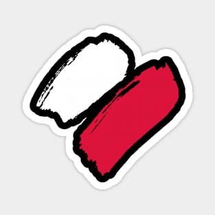 Poland Flag - Brush Painting Style Magnet