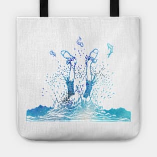 Head In Water In Blue Tote