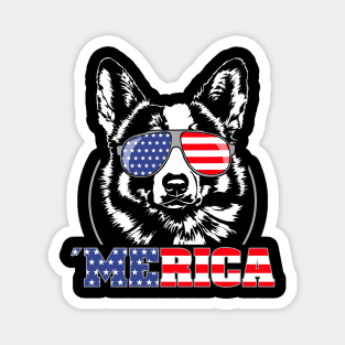 Welsh Corgi American Flag Merica patriotic dog Magnet