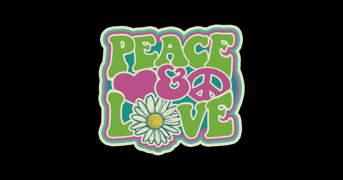 LOVE PEACE RETRO Style 1970s Color Blast Hippie Style - Peace Love ...