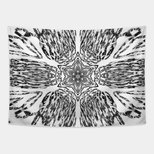 Squiggle Mandala Daisy Black & White Tapestry