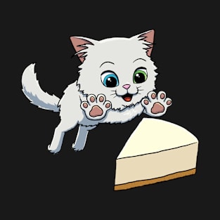 Turkish Angora Cat excited to eat Cheese Cake T-Shirt