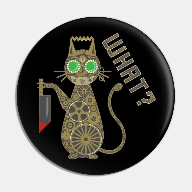 What Steampunk Killer Murder Cat with Knife and Hannibal Mask Pin by OrionLodubyal