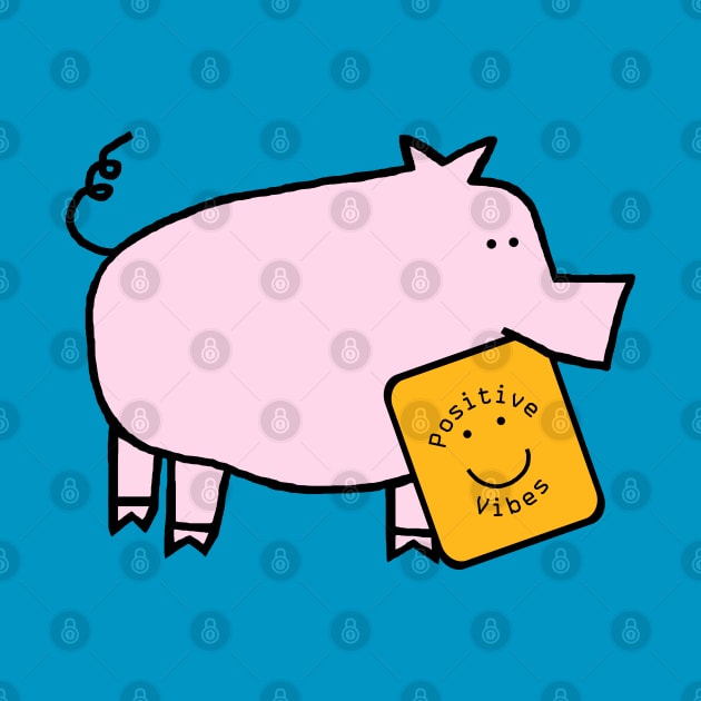 Cute Pig with Positive Vibes Smiley Face by ellenhenryart