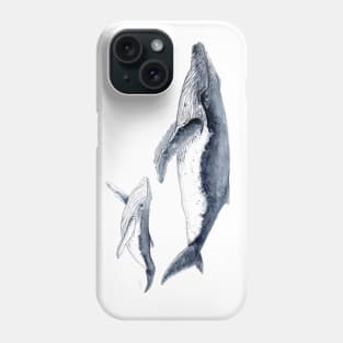 Humpback whale mother and baby Phone Case