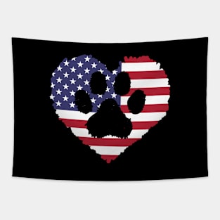 Dog Paw Print American Heart Pet Paw Flag USA Patriotic Tapestry