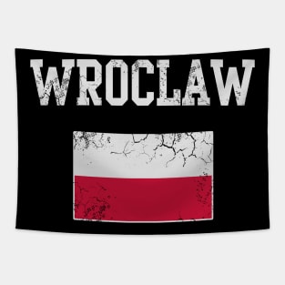 Retro Wroclaw Poland Polish Polska Polski Flag Tapestry