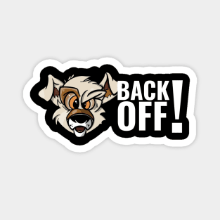 Karate Dog Back Off (Side Text in white) Magnet