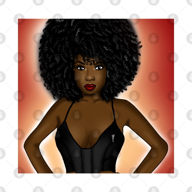 black girl magic digital art with big afro hair by Spinkly Creations 