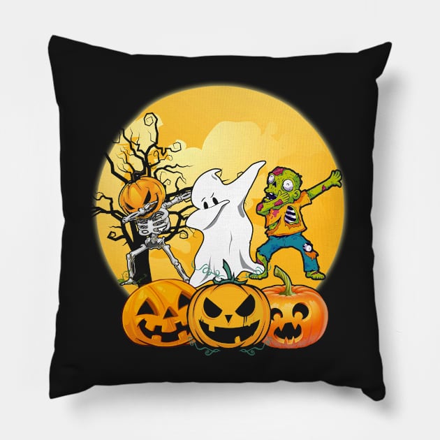 Dabbing Skeleton Boo Zombie Pumpkin Halloween Funny Dab Kids Boys Girls Pillow by CasperX10