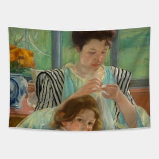 Young Mother Sewing by Mary Cassatt Tapestry