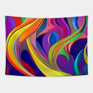 Multi-Colored Wavy Abstract Design Tapestry