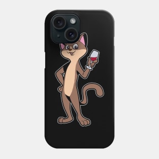 Comic cat enjoying a glass of wine - Wine Drinker Phone Case