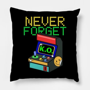 Never Forget Arcade Retro Vintage 70s 80s 90s T-Shirt Pillow