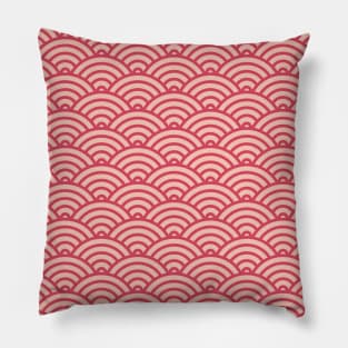 Japanese Fish Scales / Waves Mask Design - Red Version Pillow