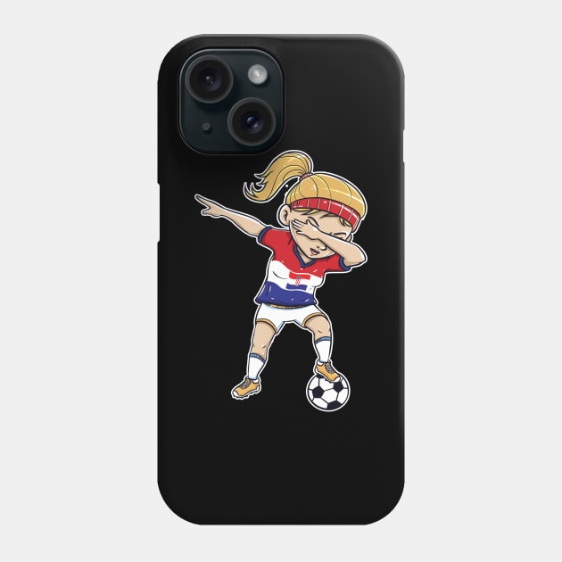 Dabbing Soccer Player Funny Croatia Fan T-Shirt girl Phone Case by Pummli