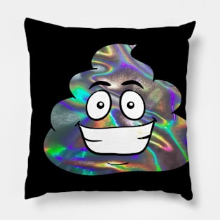 hologram print poop emoji Pillow