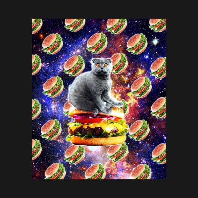 Hamburger Astro Cat On Burger by Random Galaxy
