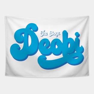 The boyz deobi blue swirl text Tapestry