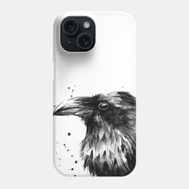 Raven Watercolor Phone Case by Olechka