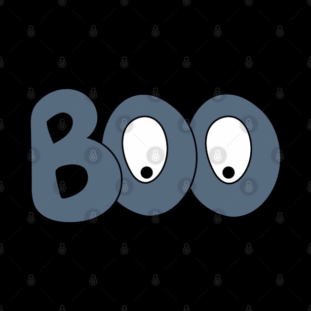 BOO text art cartoon eyes blue bubble letters by Angel Dawn Design