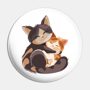 Cat and kitten hugging Pin