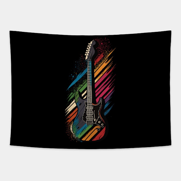 Retro Guitar Gift Guitarist Rock Concert Festival Guitar Tapestry by KsuAnn