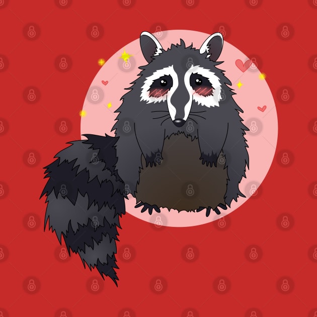 Kawaii Silly Sitting Raccoon by ziafrazier