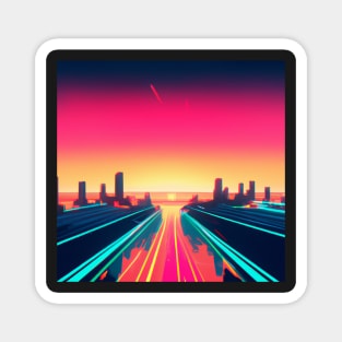 Synthwave highway Magnet