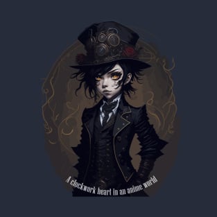 A clockwork heart in an anime world - Steampunk anime character T-Shirt