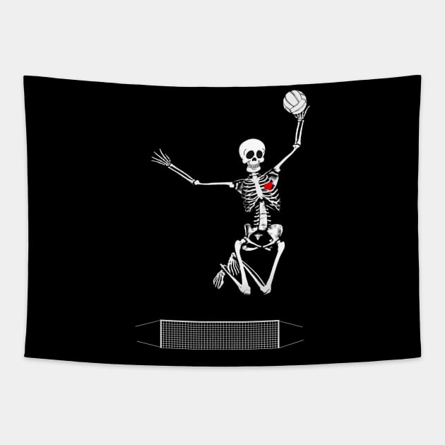 volleyball skeleton halloween Tapestry by ChristianCrecenzio